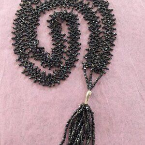 Long Black Beaded Necklace